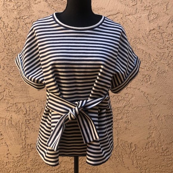 Express Tops - Express Stripe Tie Front Shirt